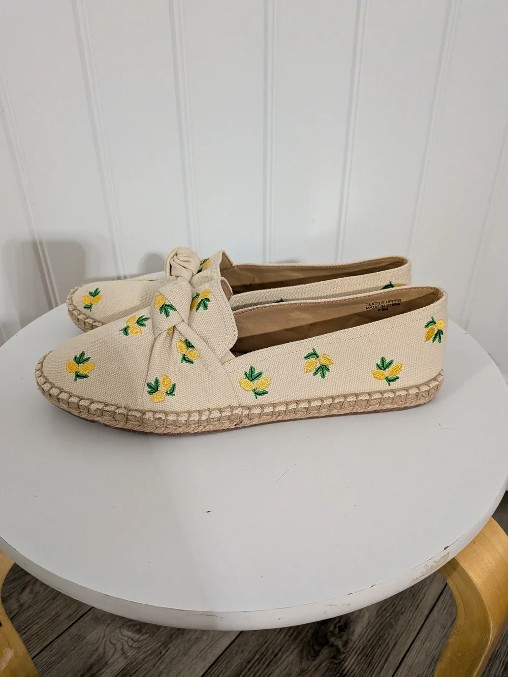 Talbots Izzy Lemon Knotted Canvas Espadrilles Flats